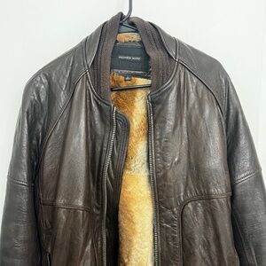 Andrew Marc Leather jacket with rabbit fur inset